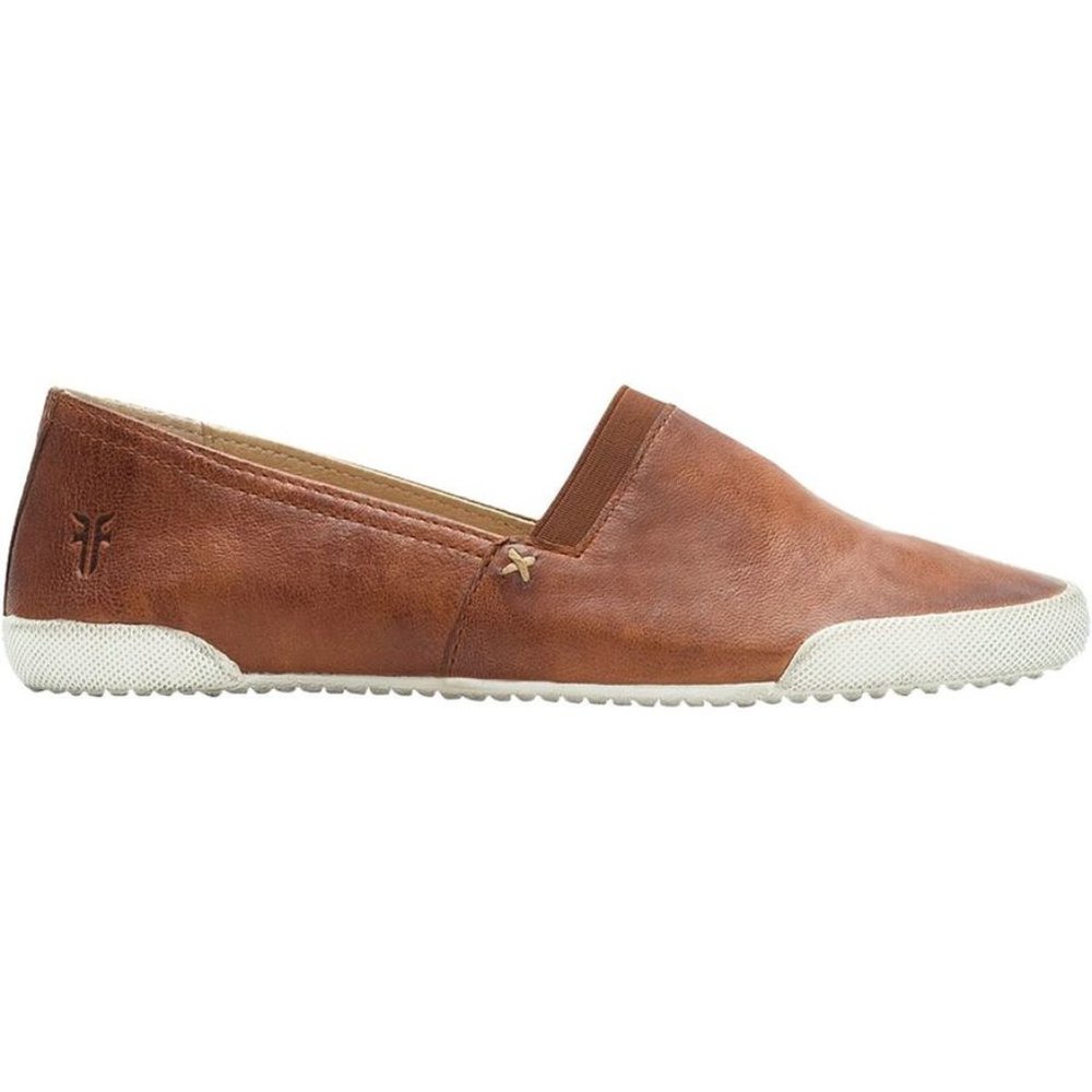 FRYE Melanie Leather Slip On Sneaker Shoes Cognac Brown Flats Size 8M